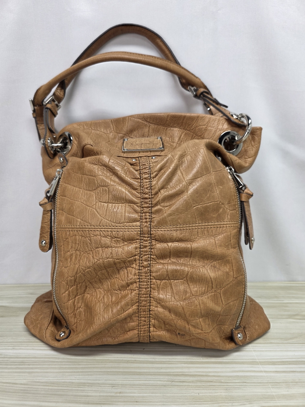 b. makowsky Tan Croc-Embossed Leather Hobo Bag - Picture 2 of 6